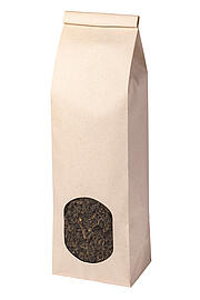 Paper bag made of agricultural waste with window, 250g, off-white