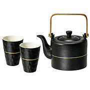 Felipa, tea pot, cups, black